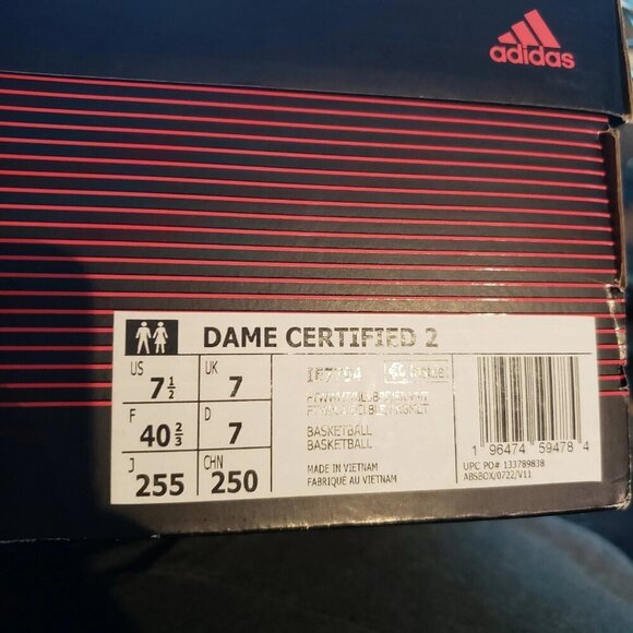 Adidas DAME CERTIFIED 2 LOW IE7794 White Blue Mens Basketball Shoes Size 7.5 - Picture 8 of 8